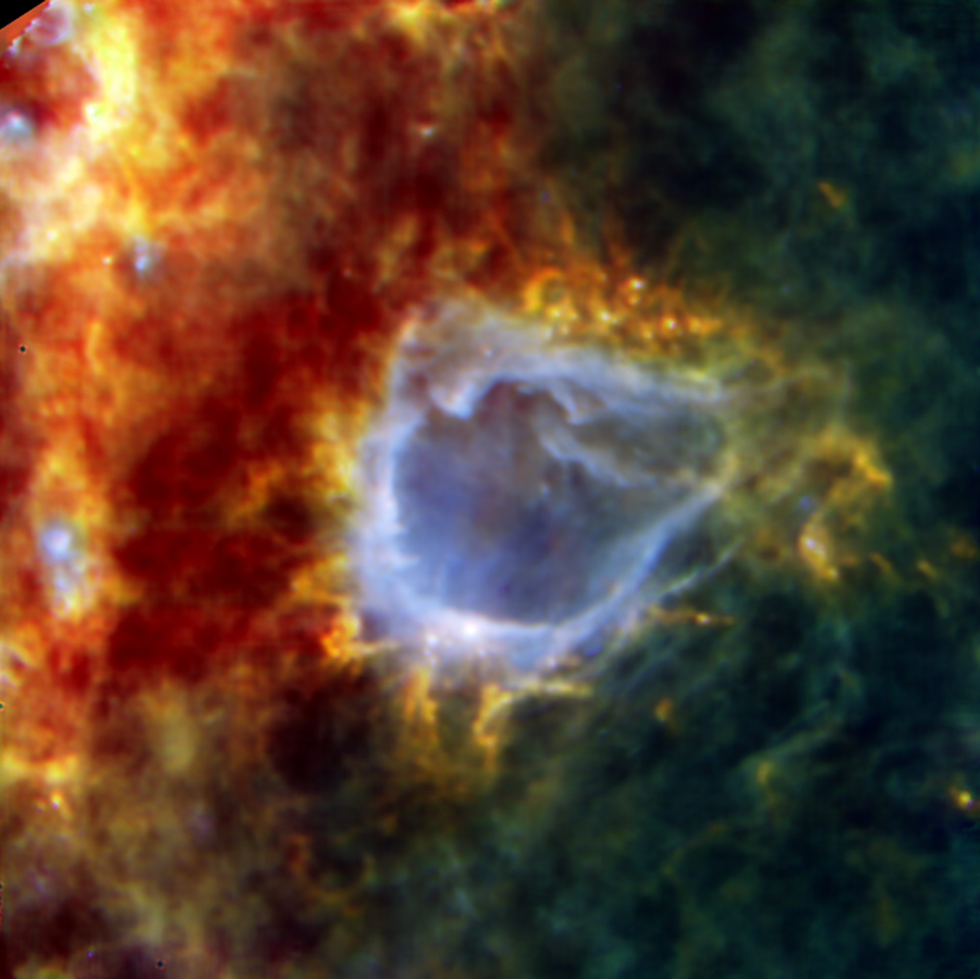 A Galactic bubble with a large surprise