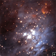 L’amas du trapèze dans la constellation d’Orion. Crédit : NASA & ESA